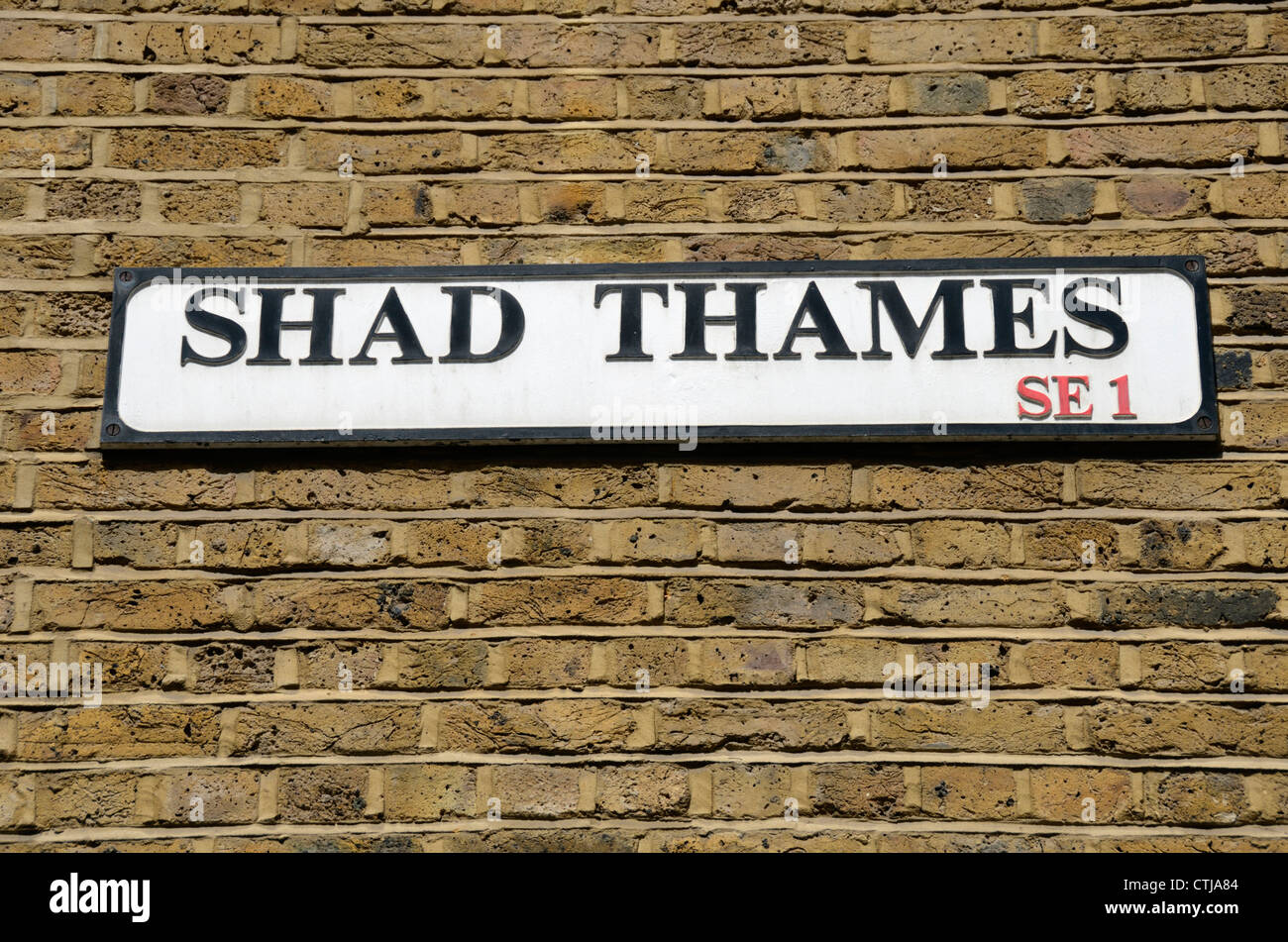 Shad Thames SE1 Straße Zeichen, Bermondsey, London, UK Stockfoto