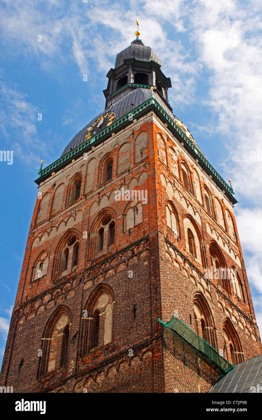 Riga Dom Tower; Riga, Lettland Stockfoto