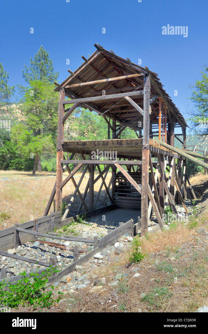 Sutters Mühle aus den Augen der California Gold Strike, Marshall State Park Stockfoto