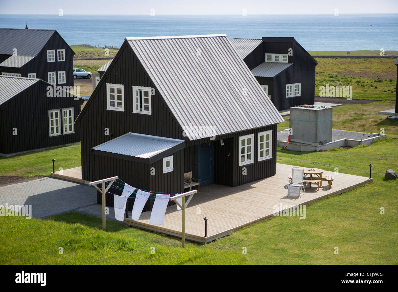 Pensionen in Hellnar, Snaefellsnes Halbinsel, Island Stockfoto