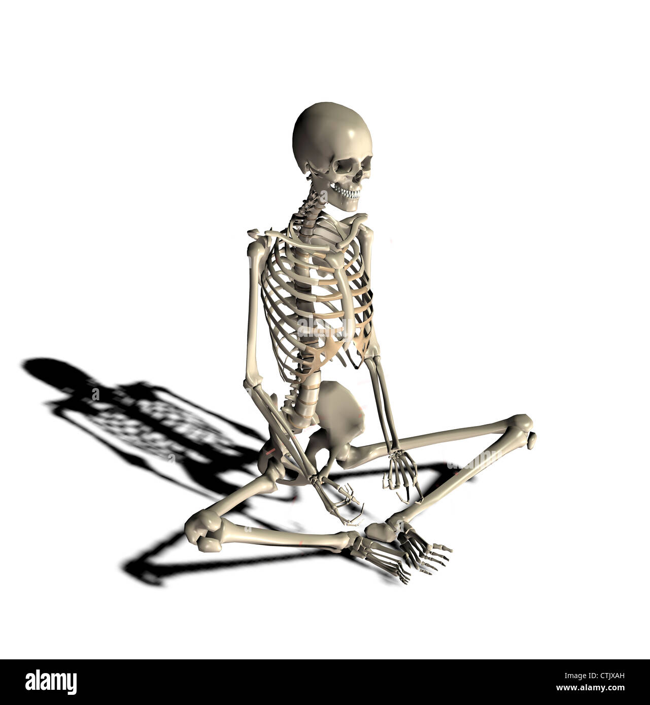 Skelett bei Yoga-Praxis Stockfoto
