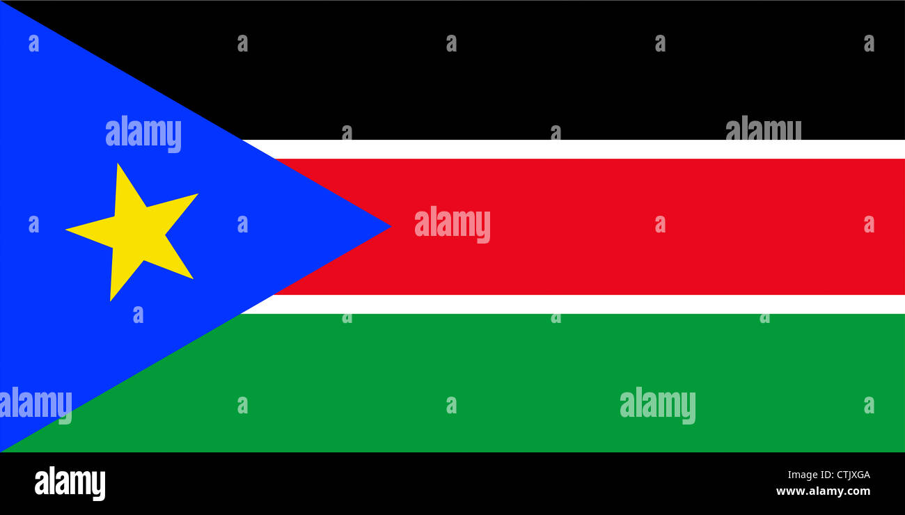 Die Flagge des Südsudans offiziell ist die Republik Südsudan ein Binnenland in Ostzentralafrika Stockfoto