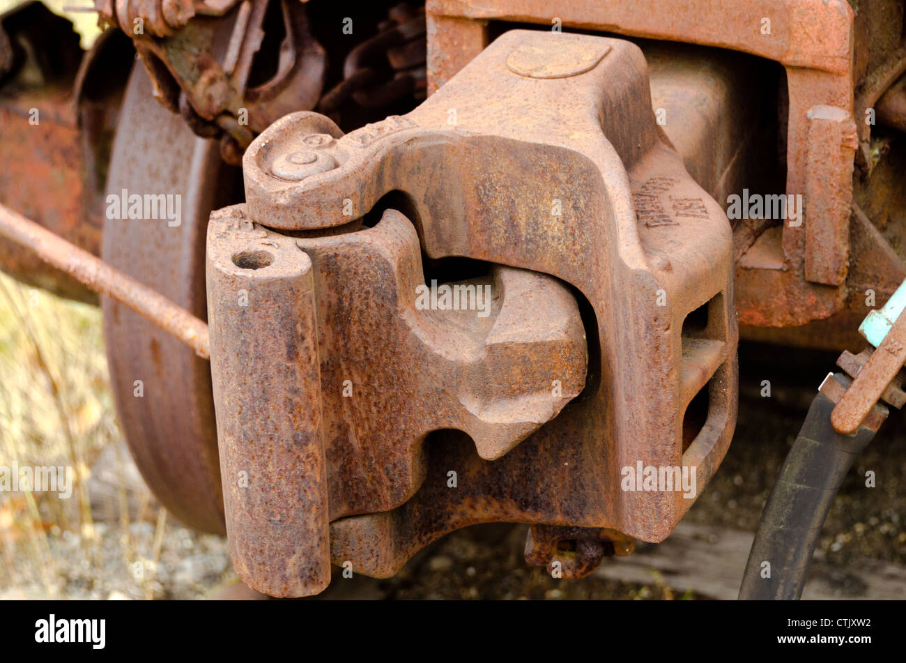 Verbindung Achsschenkel für ein Eisenbahnwaggon Stockfoto