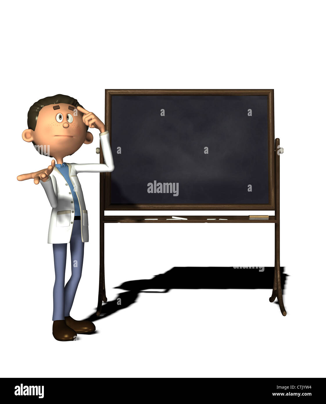 Cartoon-Figur-Chemiker mit board Stockfoto