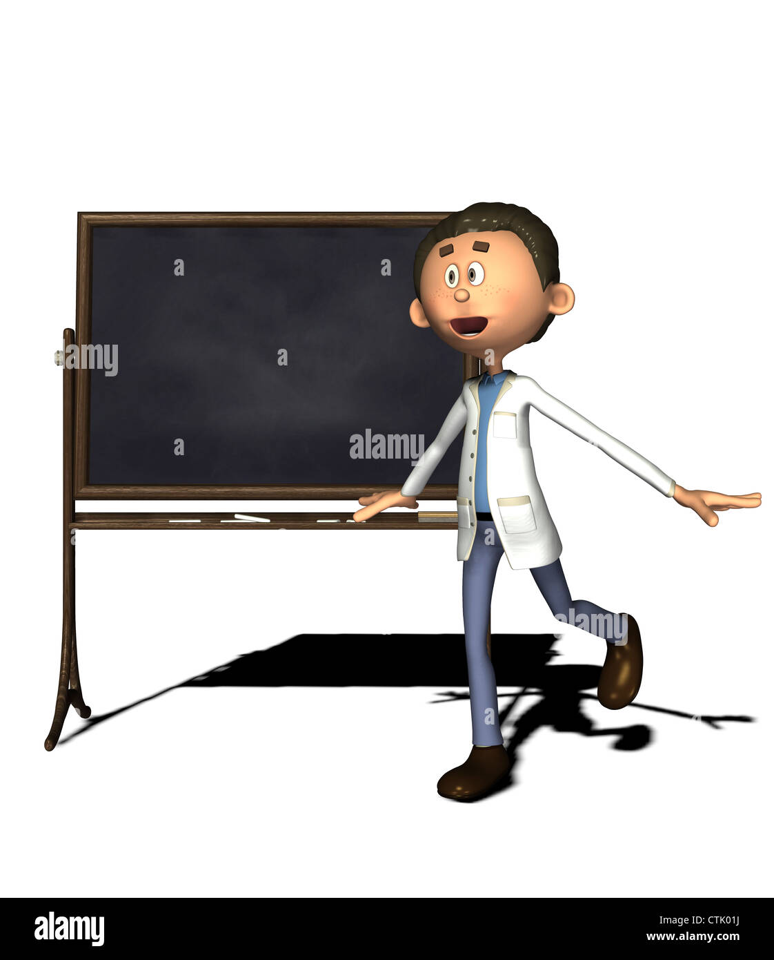 Cartoon-Figur-Chemiker mit board Stockfoto