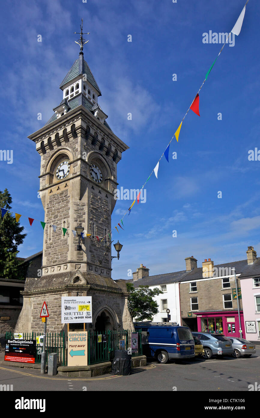 Clocktower in Hay-on-Wye, Powys, Wales Cymru, UK, Vereinigtes Königreich, GB, Großbritannien, britische Inseln, Europa Stockfoto