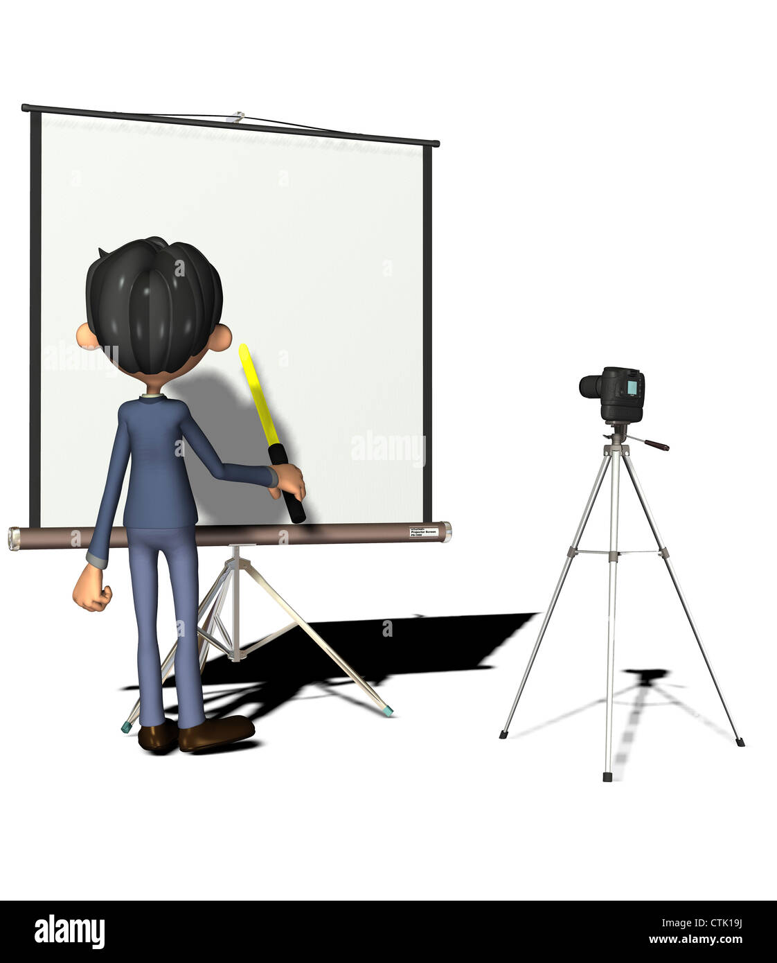 Cartoon Figur Fotograf malen mit Licht Stockfoto