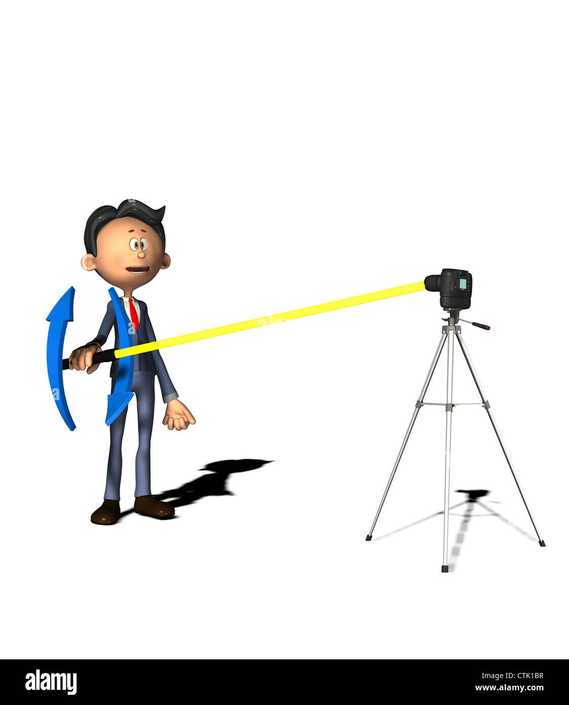 Cartoon Figur Fotograf malen mit Licht Stockfoto