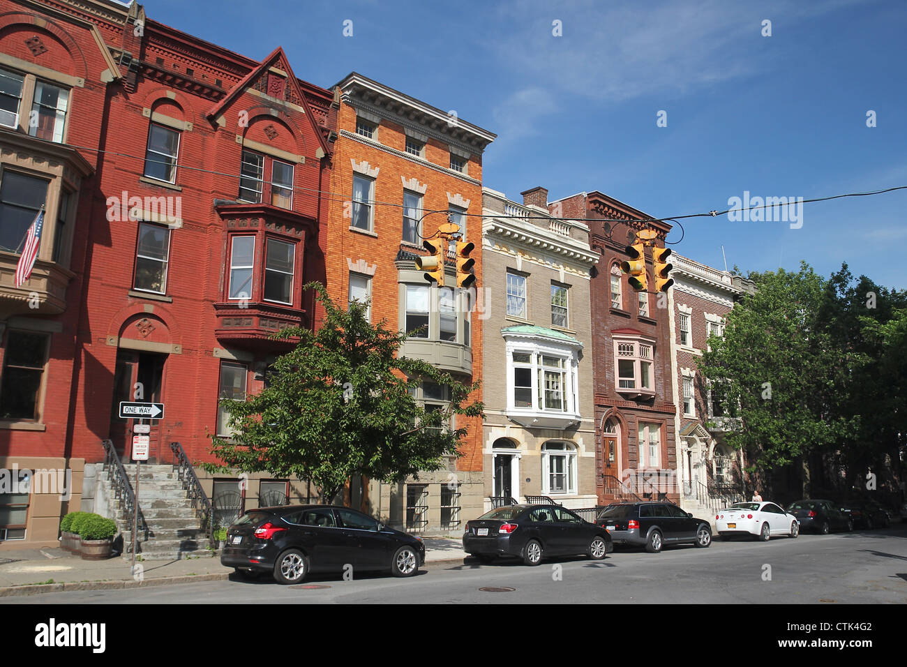 Stadthäuser in Albany, New York Stockfoto