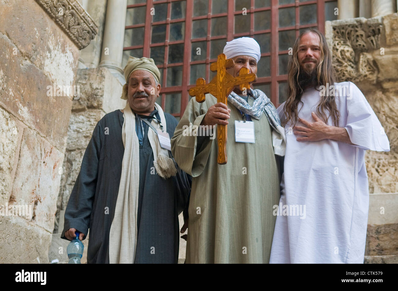 Ägyptische Kopten Pilger besuchen die Kirche des Heiligen Grabes in Jerusalem Israel während Ostern Stockfoto