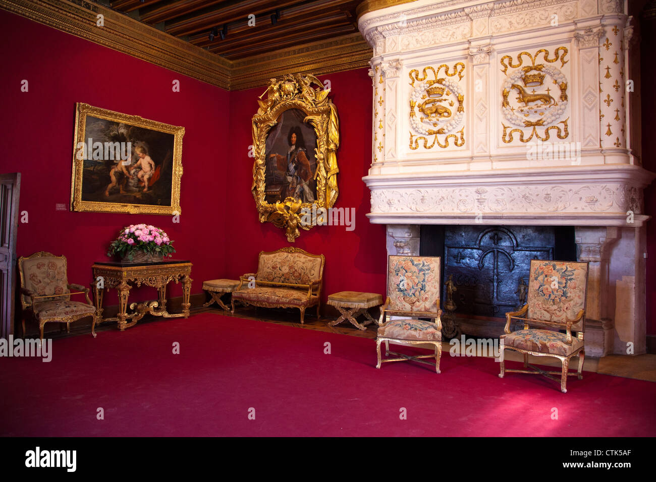 Der Salon Ludwigs XIV. in Chateau de Chenonceau im Loire Tal von Frankreich Stockfoto