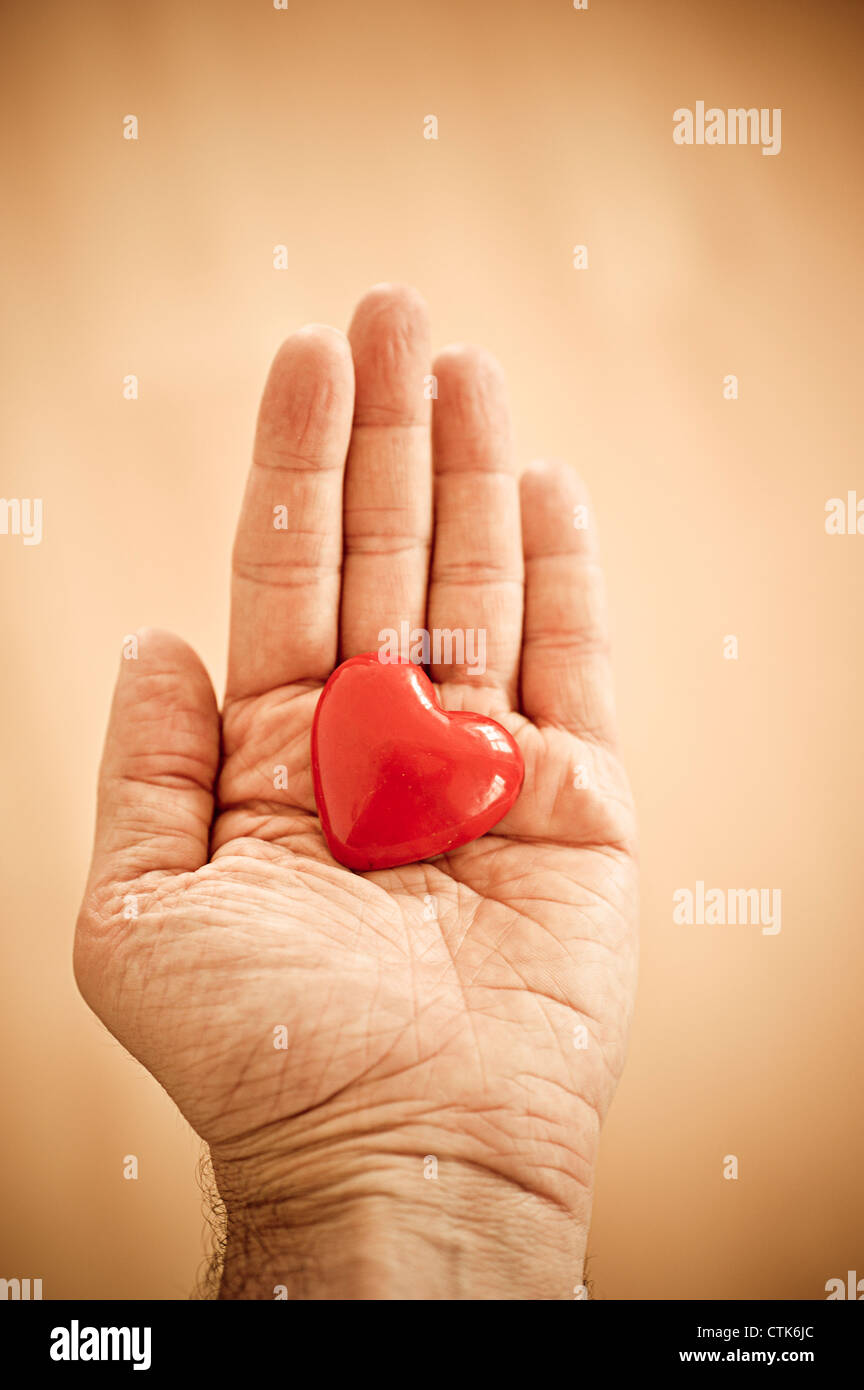 Hand mit einem Valentinstag Herz, liebe Konzept Stockfoto