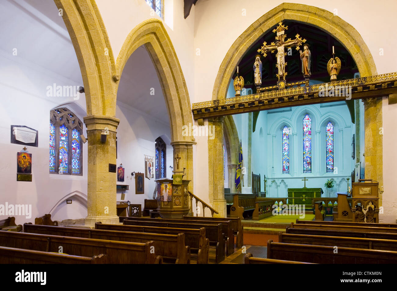 Das Innere der Kirche des Heiligen Petrus und Paulus in Lincolnshire Stadt von Caistor Stockfoto