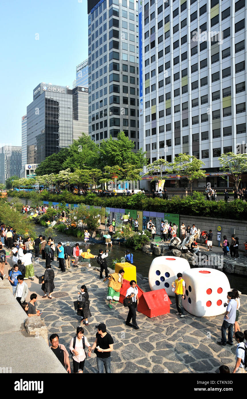 Fluss Cheonggyecheon Seoul Südkorea Stockfoto
