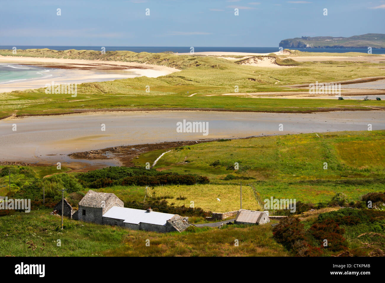 Blick auf Magheroarty Strand und der Fähre Punkt für Tory Island; County Donegal, Ulste, R Irland Stockfoto