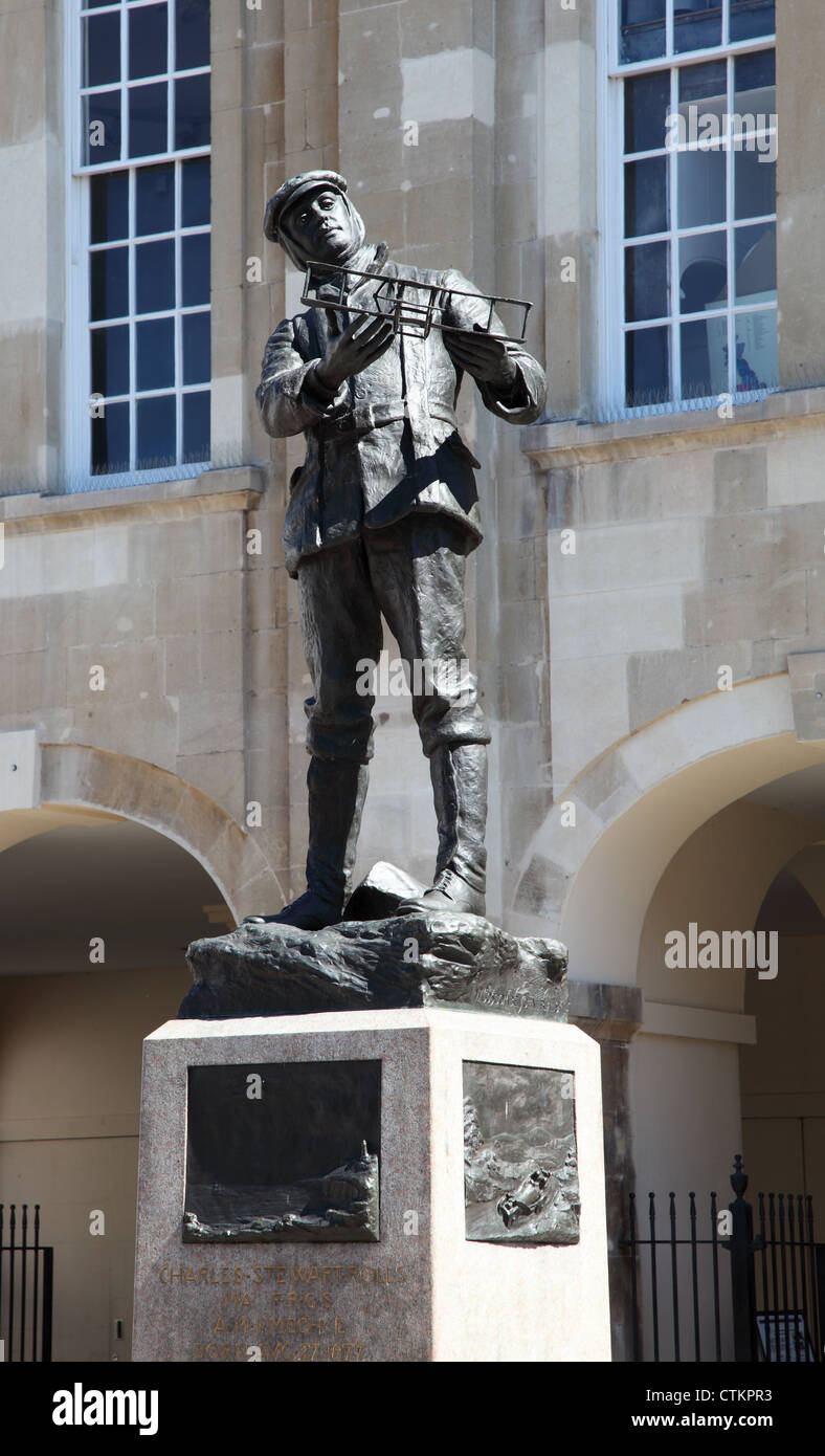 Denkmal oder Statue von Charles Rolls, Monmouth, Wales, Großbritannien Stockfoto
