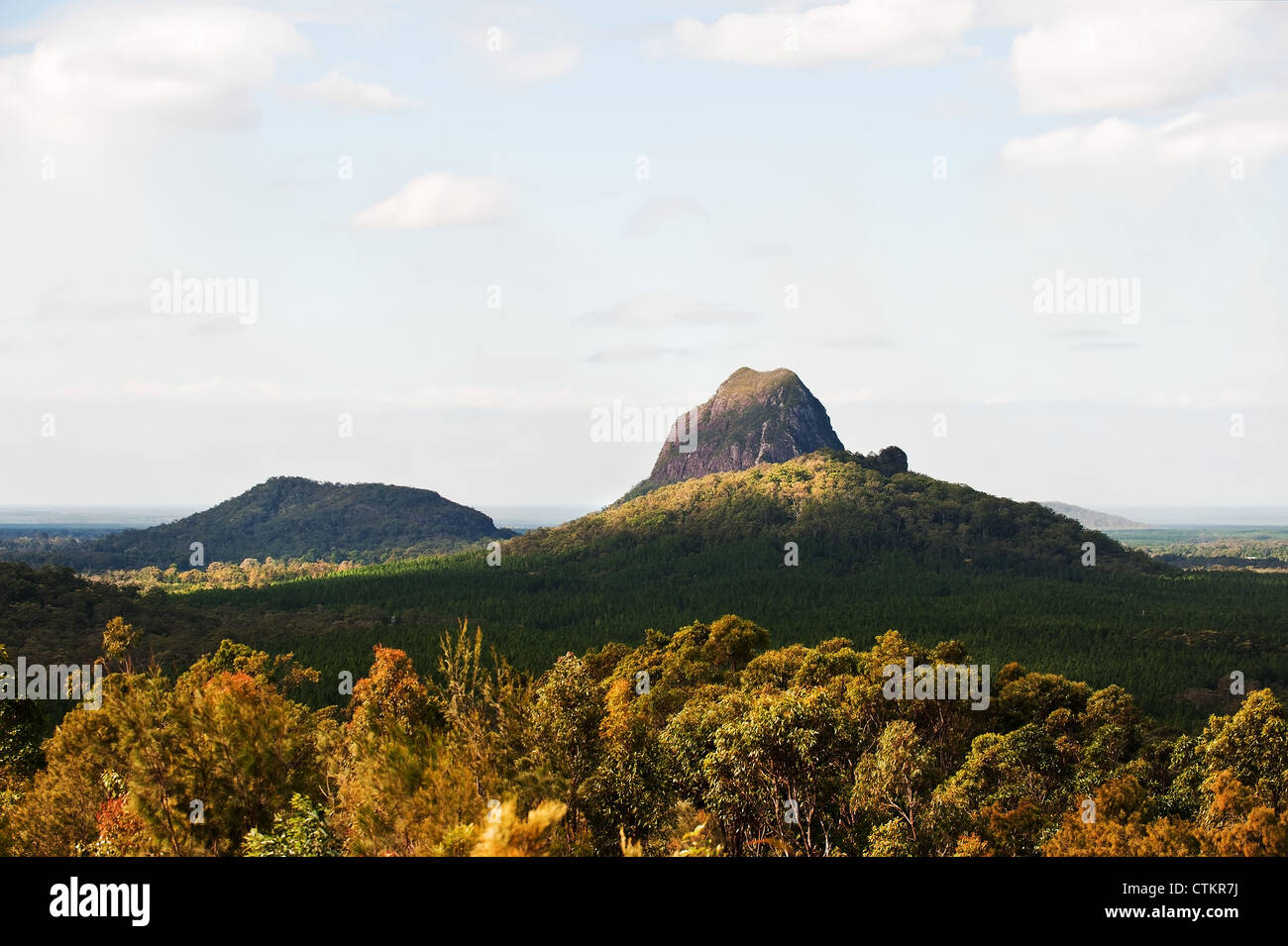 Die Glasshouse Mountains in Queensland Stockfoto