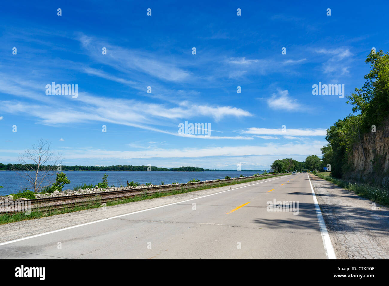 Die Great River Road entlang des Mississippi Flusses zwischen Hannibal und St. Louis, Missouri, USA (MO 78) Stockfoto