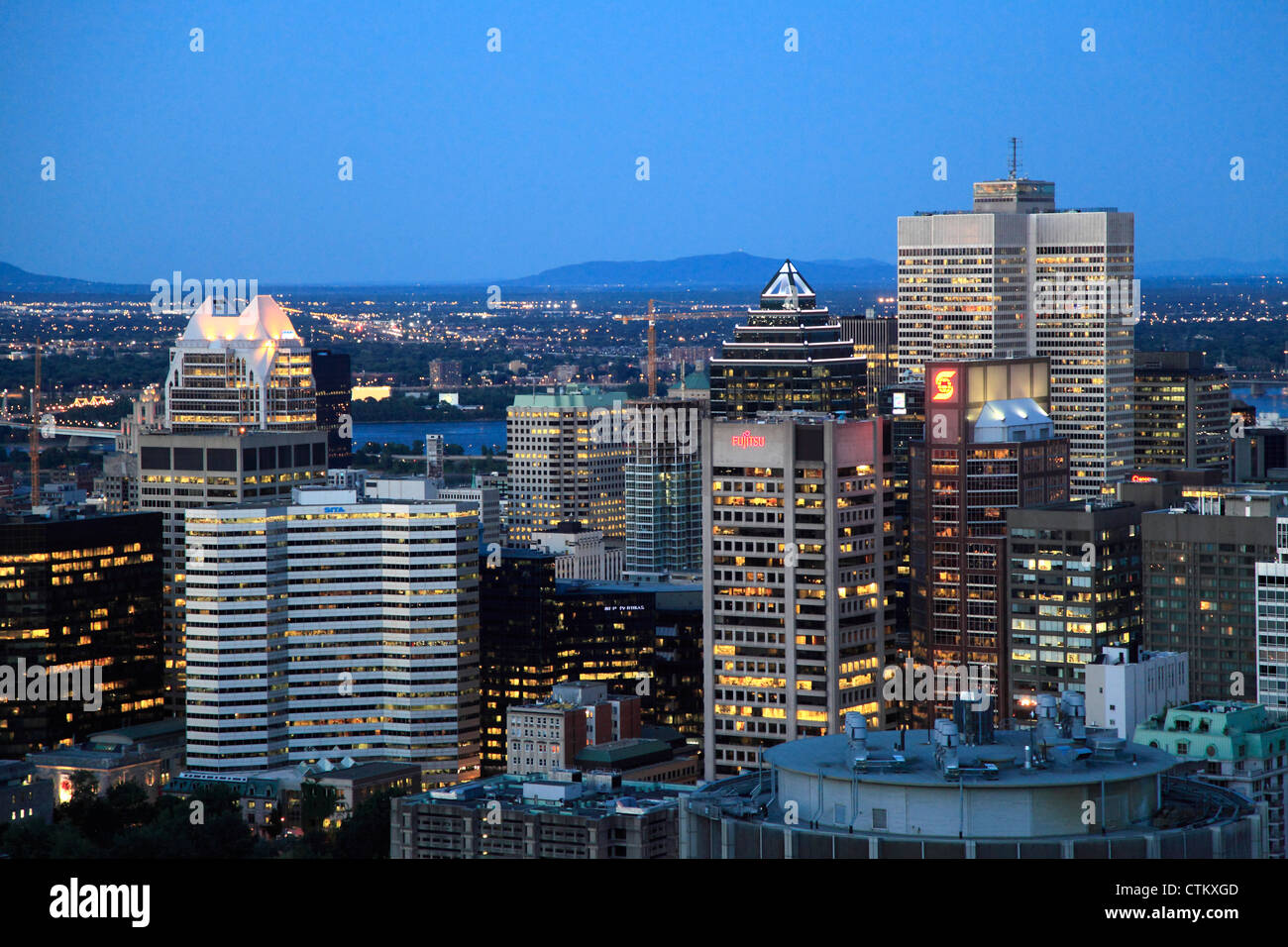 Kanada, Quebec, Montreal, Innenstadt, Skyline, Sonnenuntergang, Stockfoto