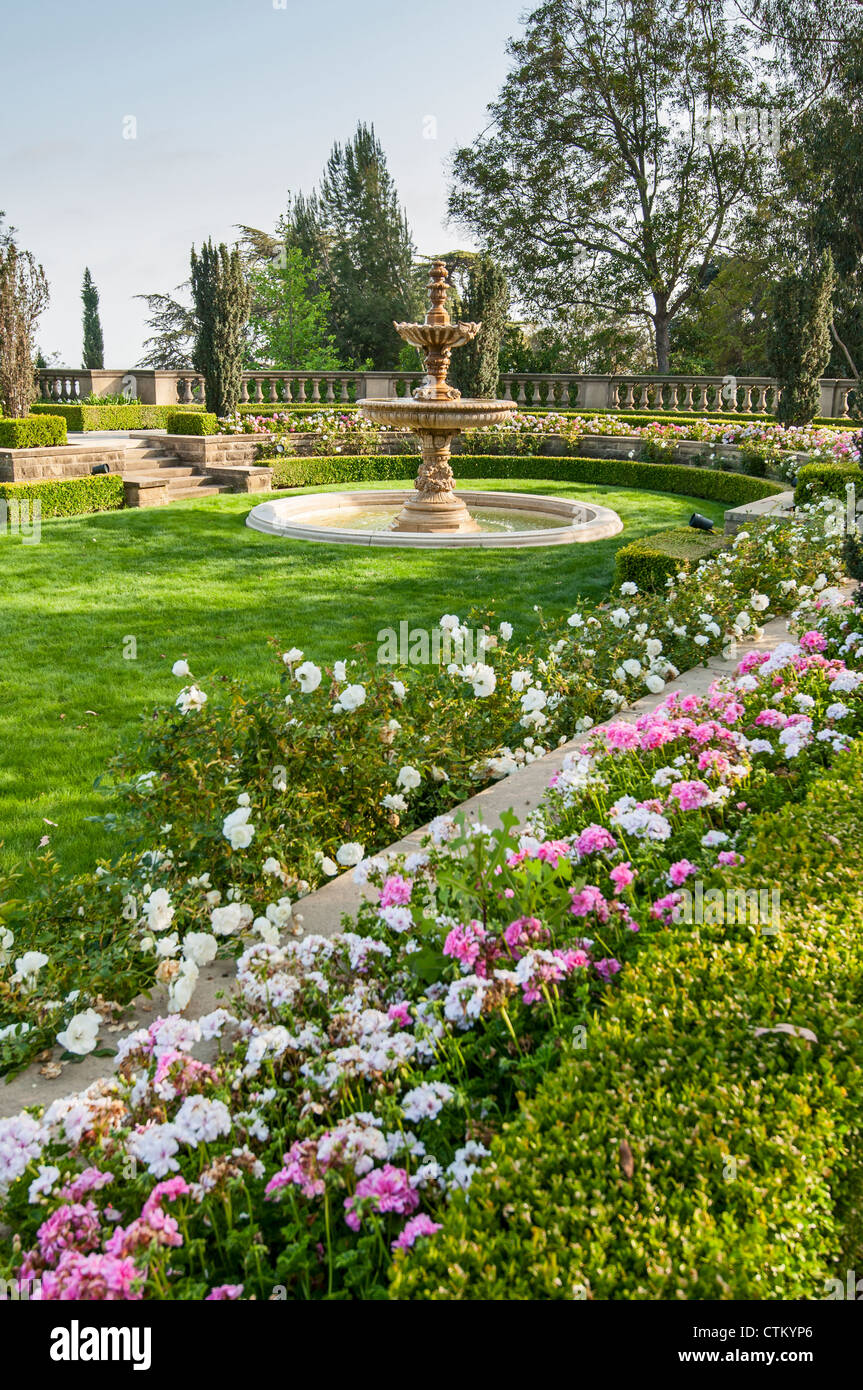 Die wunderschönen Gärten von Greystone Mansion in Beverly Hills. Stockfoto