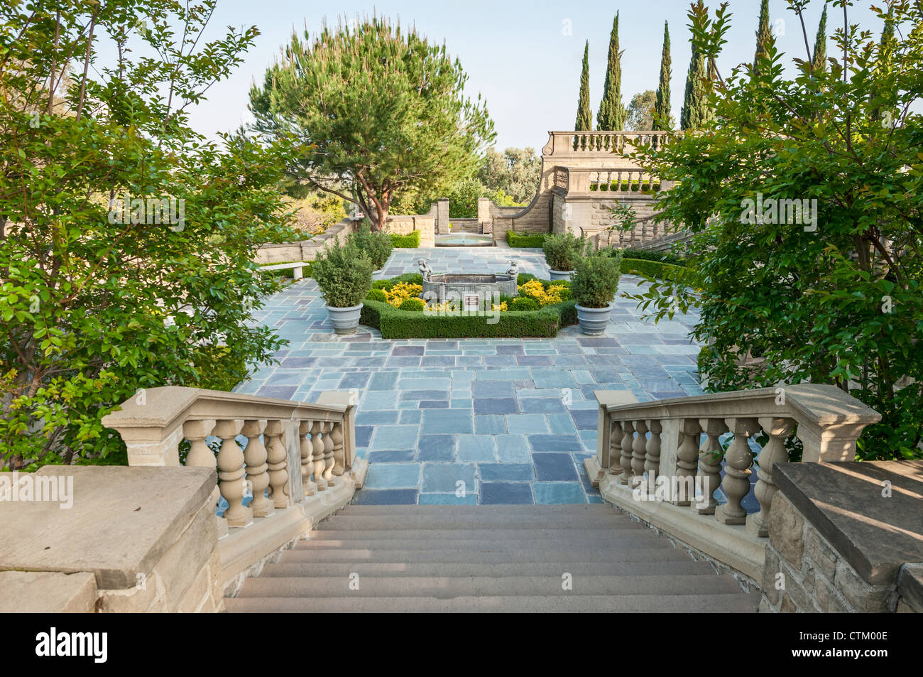 Die wunderschönen Gärten von Greystone Mansion in Beverly Hills. Stockfoto