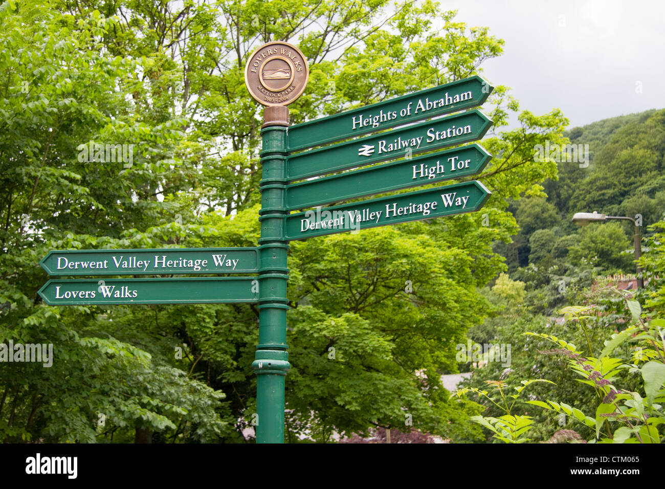 Zeichen in einer Höhe von Abraham Matlock Bath Derbyshire Peak District England Stockfoto
