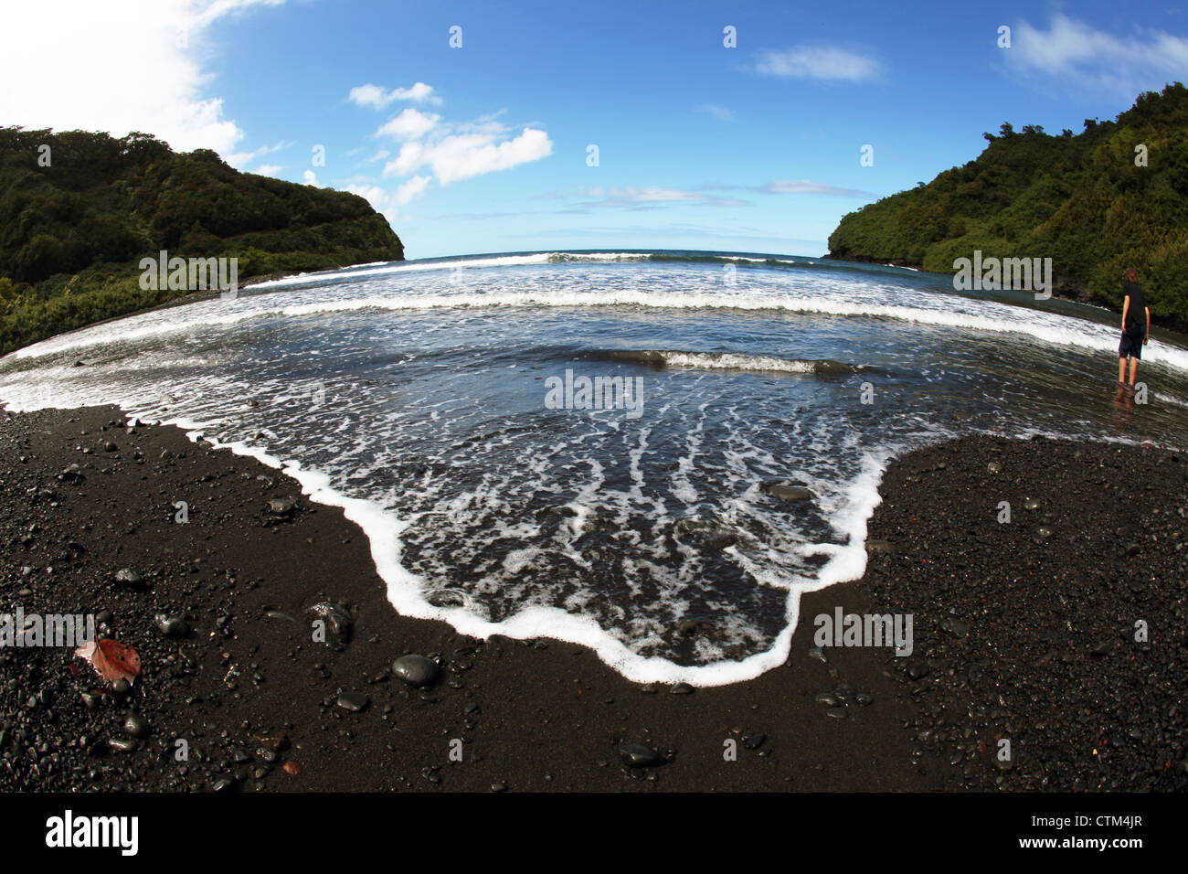 Black Sand Beach, Maui Hawaii Stockfoto
