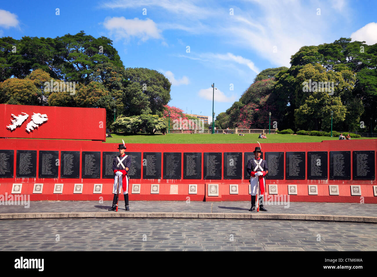 Denkmal für gefallene Soldaten im Krieg der Faucklands Inseln Stockfoto