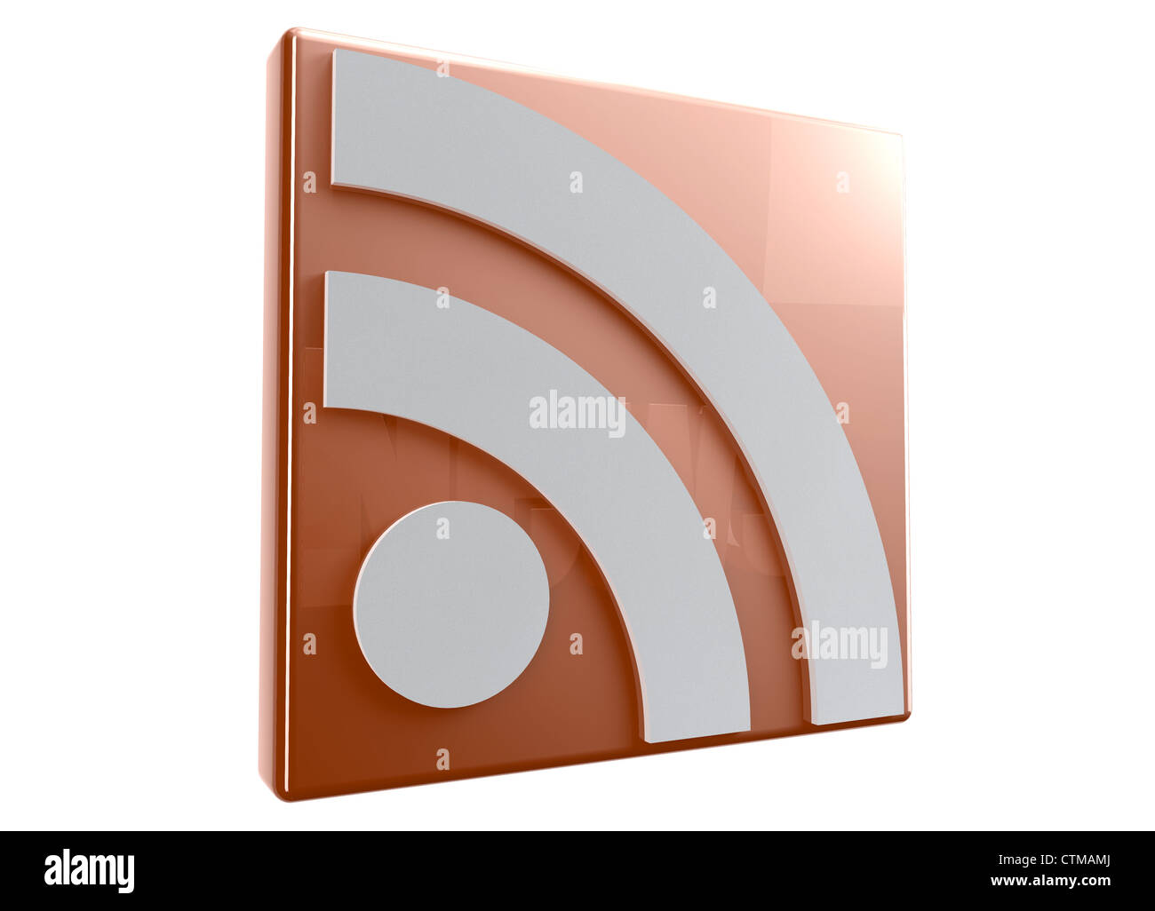 3D RSS-feed auf weißem Hintergrund Stockfoto