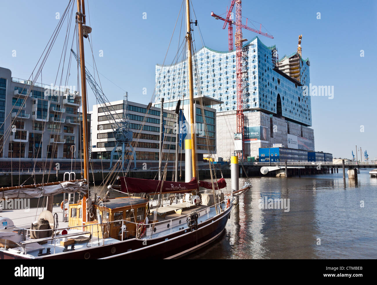 Bau Elbphilharmonie Hamburg Stockfoto