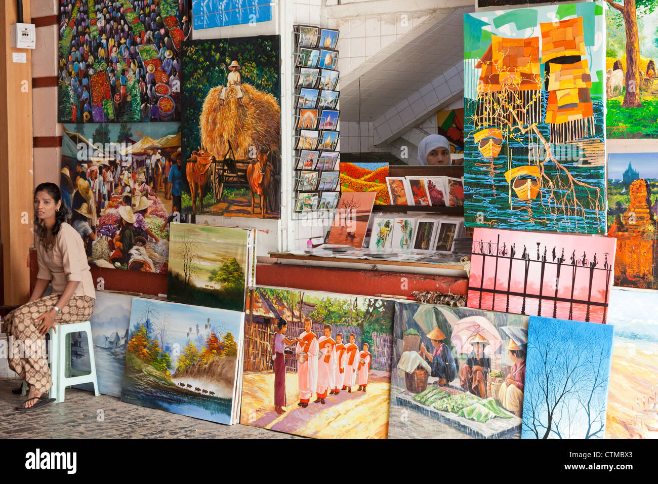 Kunstgalerie, Yangon, Myanmar Stockfoto