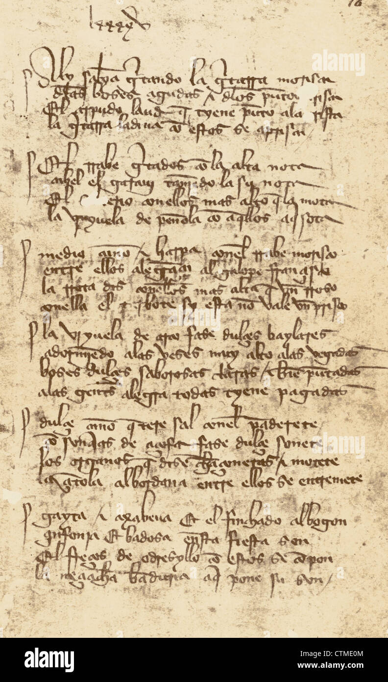 Das Buch der guten Liebe (El Libro de Buen Amor). von Juan Ruiz, Erzpriester von Hita (ca.1283-ca. 1350) 1330 aus. Stockfoto