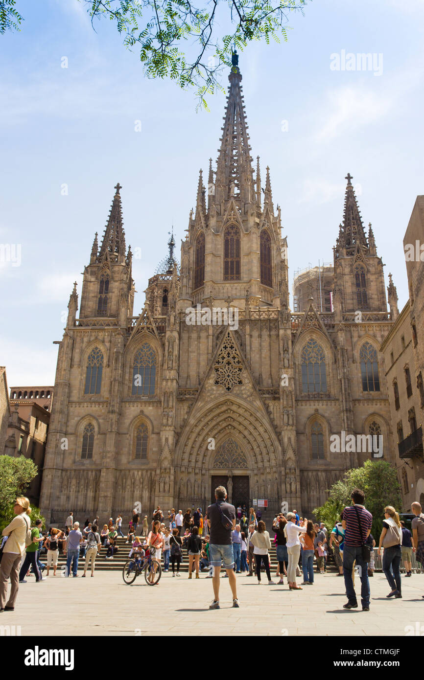 Barcelona, Spanien. Die Kathedrale des Heiligen Kreuzes und Santa Eulalia, aka der Kathedrale von Barcelona. Stockfoto