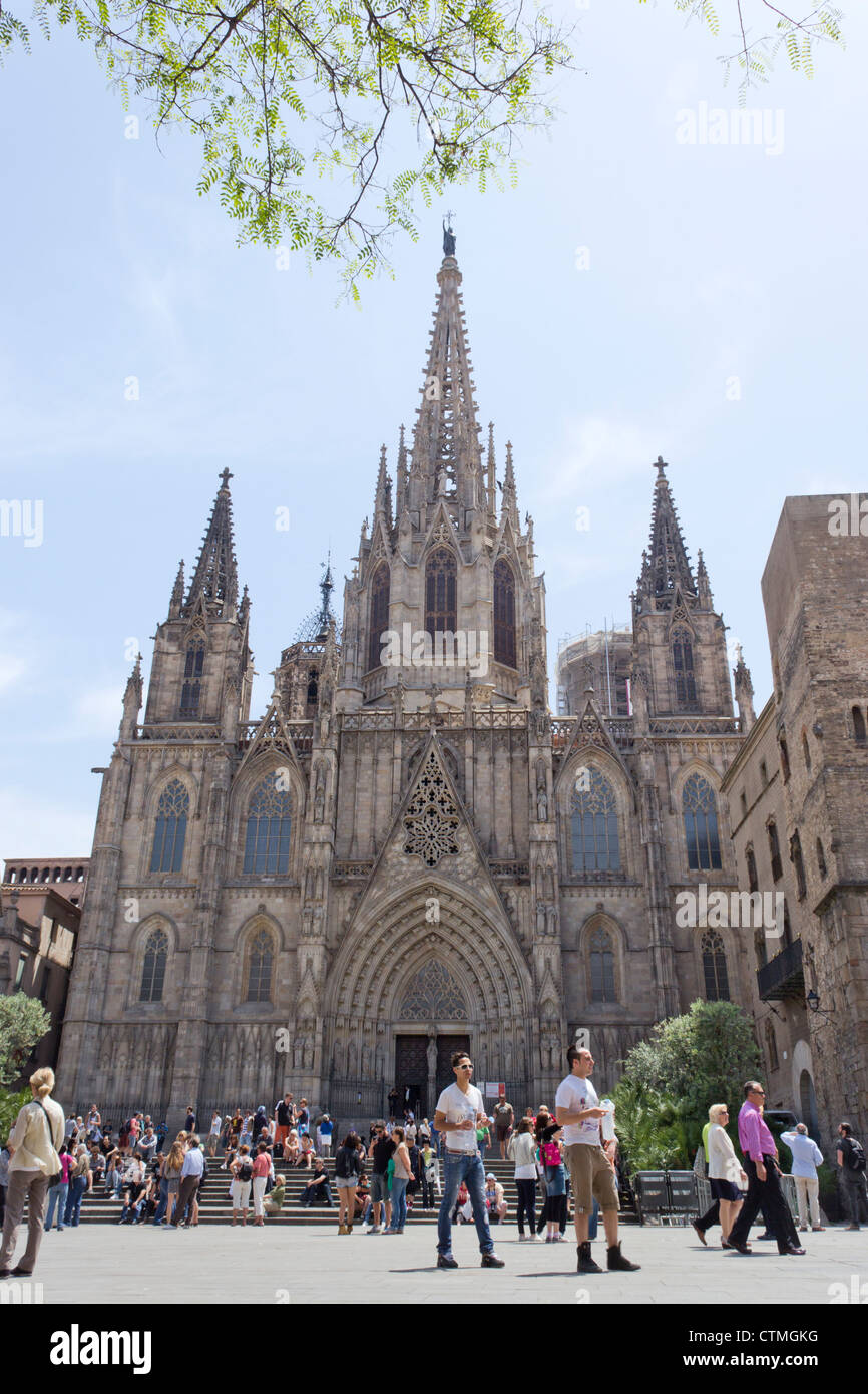 Barcelona, Spanien. Die Kathedrale des Heiligen Kreuzes und Santa Eulalia, aka der Kathedrale von Barcelona. Stockfoto