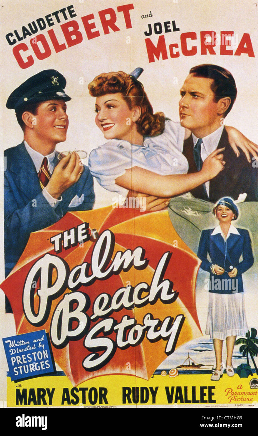 PALM BEACH STORY Poster für Paramount Film 1942 mit Claudette Colbert und Joel McCrea Stockfoto