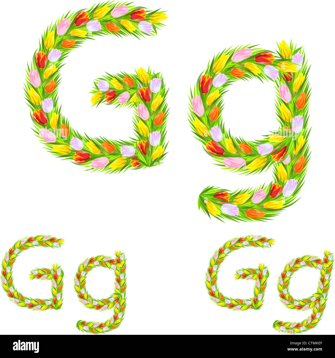 Schrift Art Buchstabe G Hergestellt Aus Blume Tulpe Mit Eine Andere Schriftart Kursiv Fett Regelmassige Stockfotografie Alamy