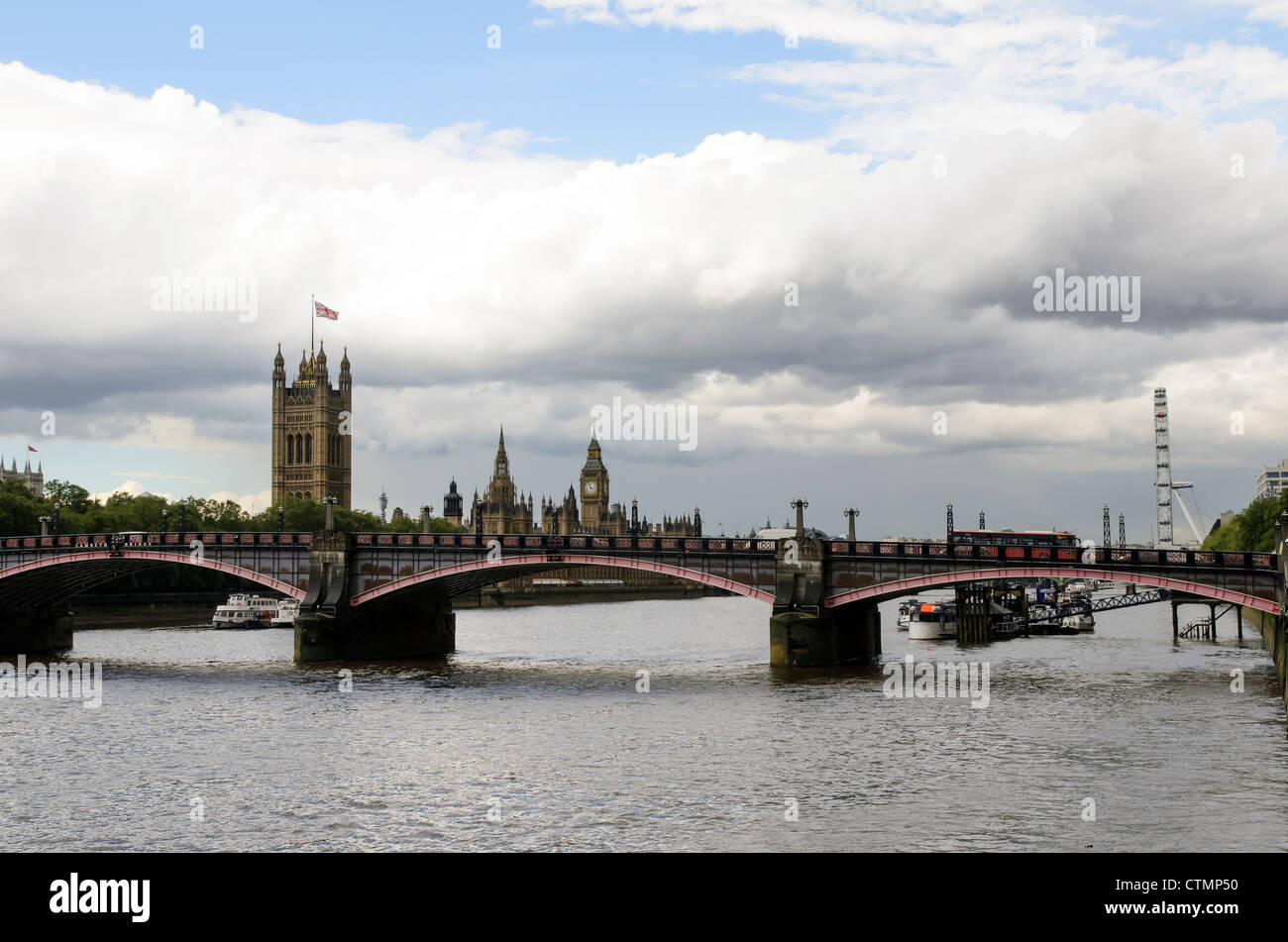 Lambeth Bridge, Victoria Tower, Big Ben - London, England Stockfoto