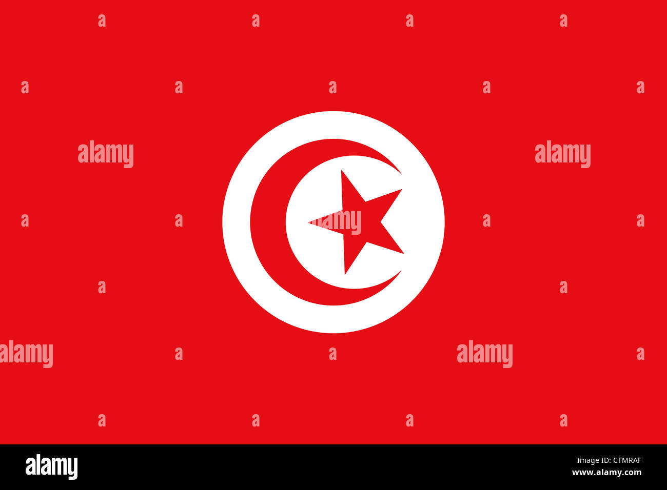 Die Flagge Tunesiens offiziell die Republik Tunesien ist das nördlichste Land Afrikas an der Küste des Mittelmeers Stockfoto