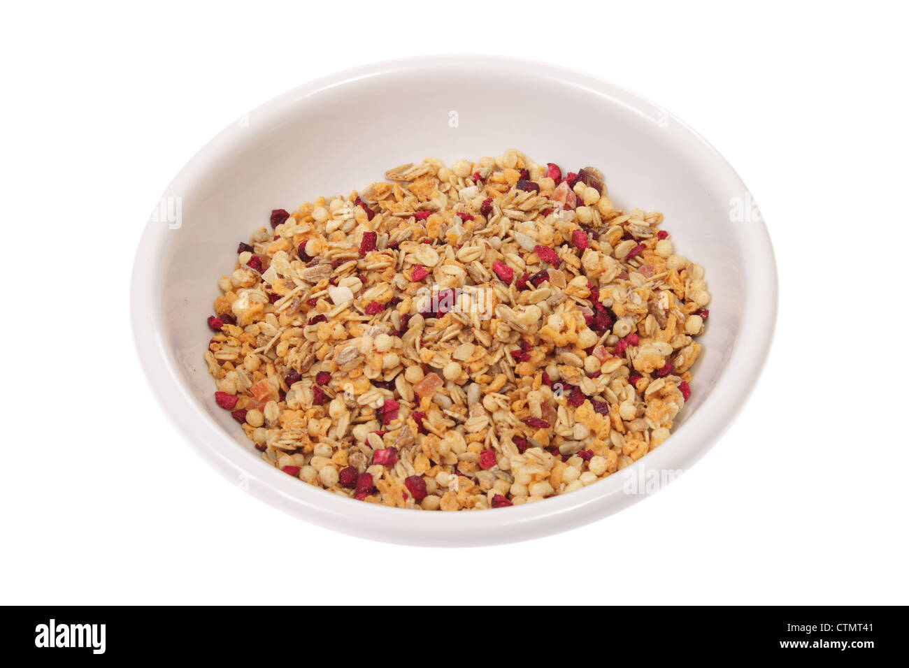 Leckeres Müsli zum Frühstück, serviert farbige Foto Stockfoto