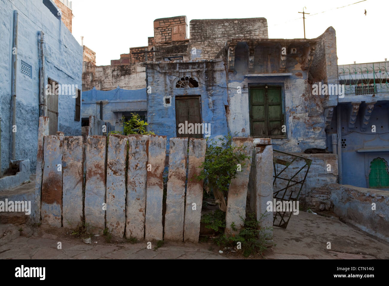 Gemalte blaue Häuser typisch für Jodhpur, Indien Stockfoto