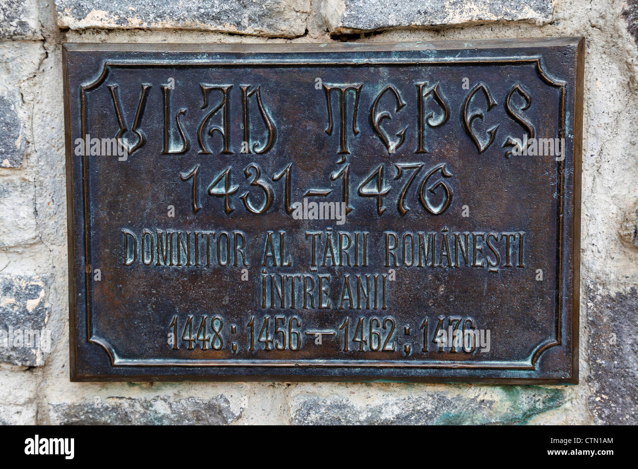 Büste von Vlad Tepes III, Prinz der Walachei (1431 – 1476) auch bekannt als Draculea oder Vlad der Pfähler in Sighisoara, Rumänien Stockfoto