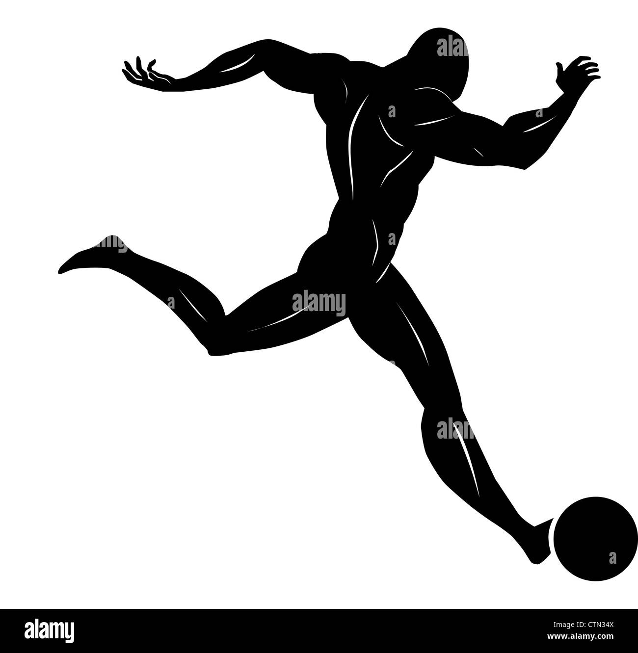 Fußball, schwarze Silhouette eines Mannes, einen Ball, Vektor-illustration Stockfoto