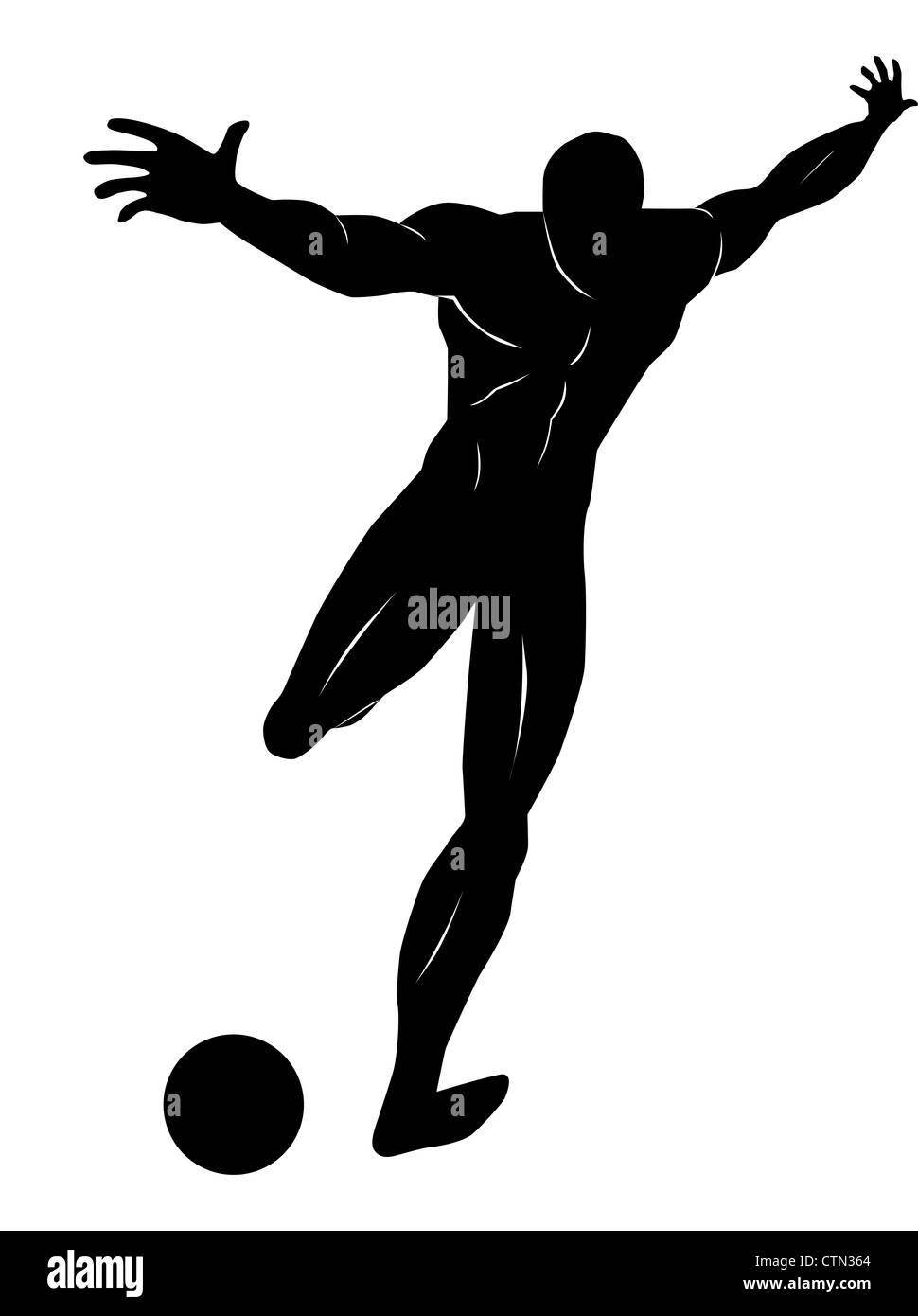 Fußball, schwarze Silhouette eines Mannes, einen Ball, Vektor-illustration Stockfoto