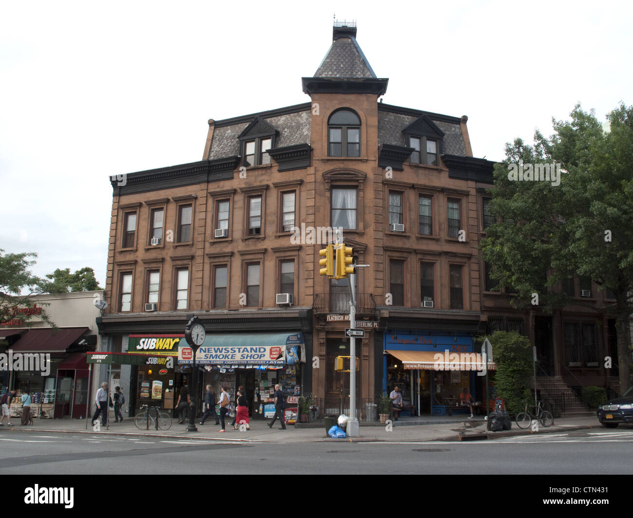 Klassisches Gebäude entlang der Flatbush Avenue in Prospect Heights, Brooklyn, New York. Stockfoto