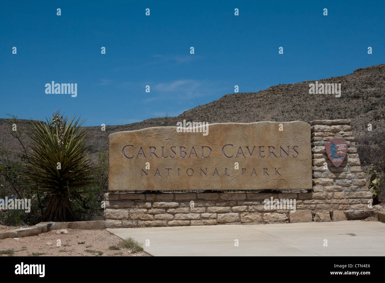 Carlsbad Höhlen Nationalpark Zeichen, New Mexico, USA Stockfoto