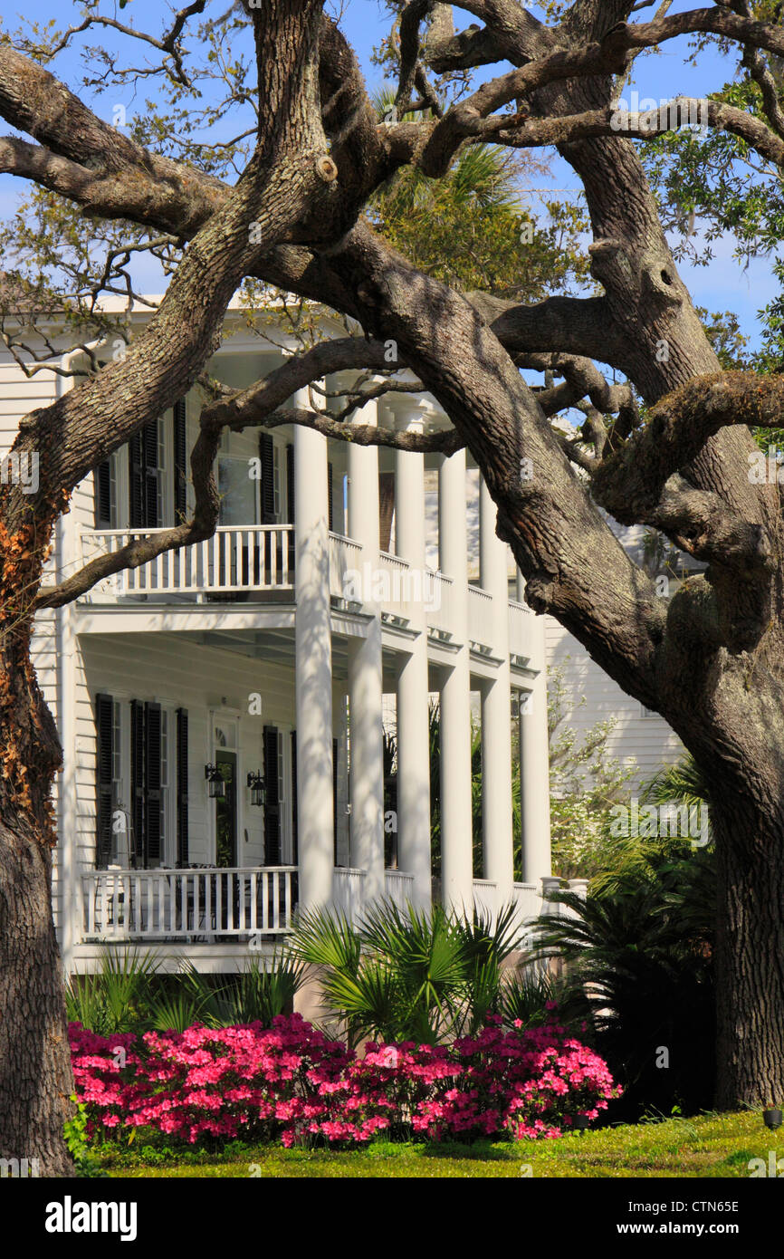 Bay Street Haus, Altstadt, Beaufort, South Carolina, USA Stockfoto