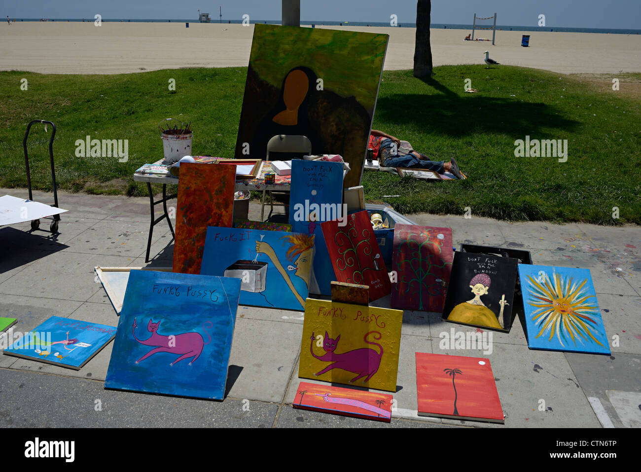 Venice Beach Boardwalk Kunstverkauf Stockfoto