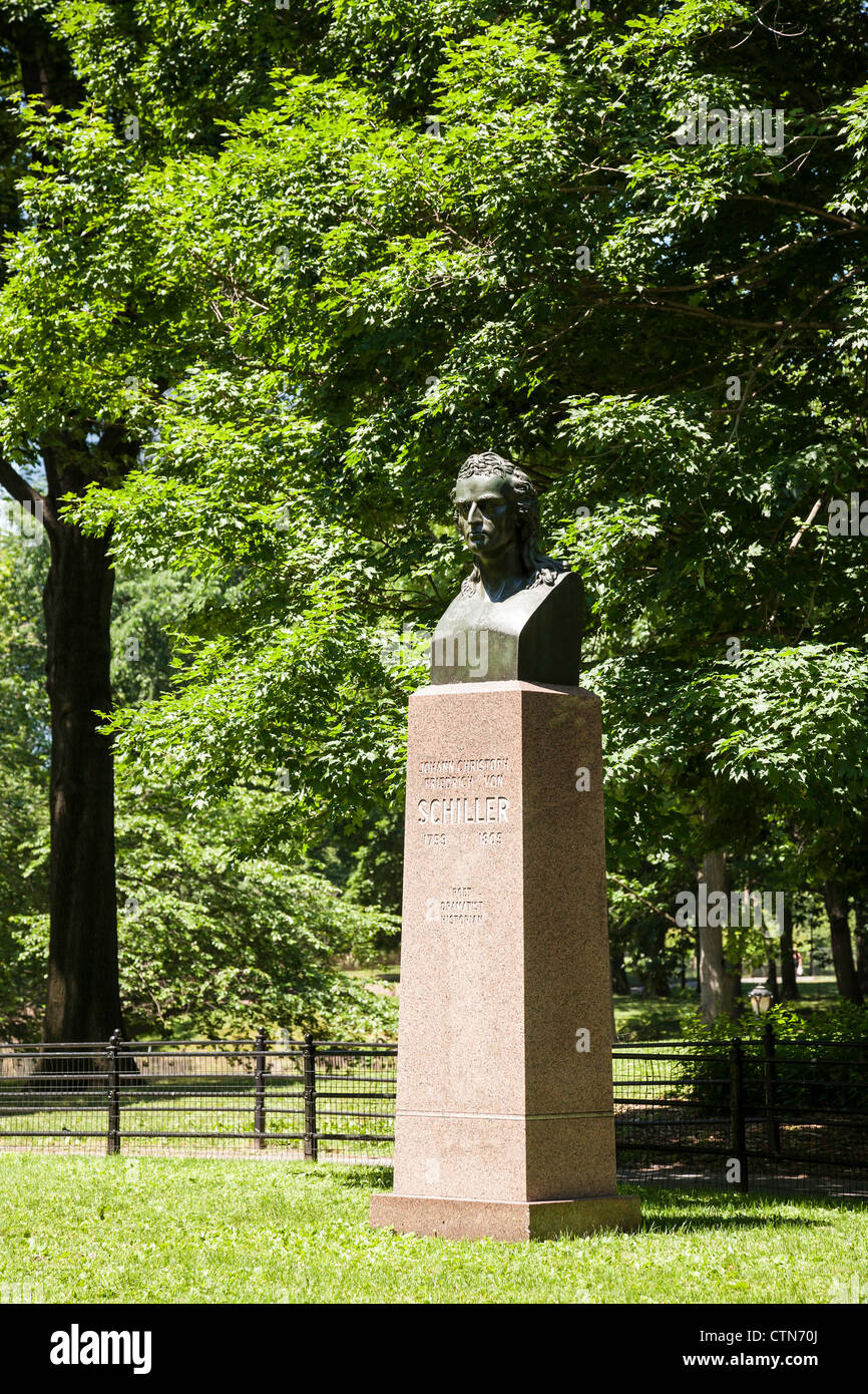 Johann Christoph Friedrich von Schiller Büste, Central Park, NYC Stockfoto