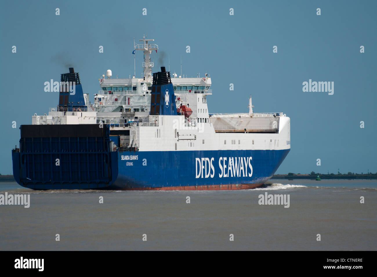 DFDS Seaways Selandia Seaways Fracht Frachter Frachtschiff auf den River Thames Uk Versand Stockfoto