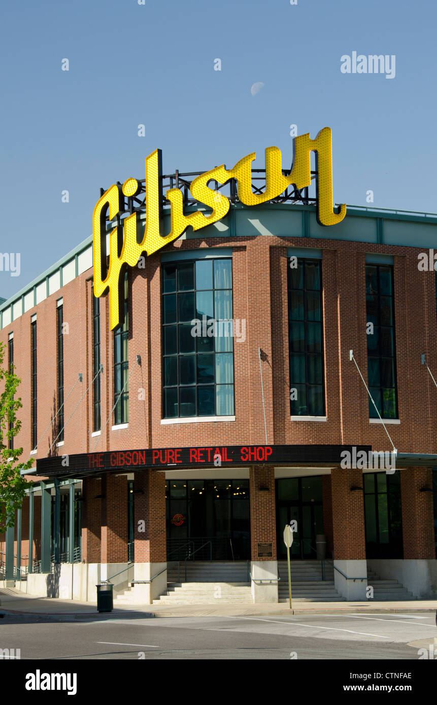 Tennessee, Memphis. Gibson Guitar Corp. Gebäude in der Innenstadt von Memphis. Stockfoto